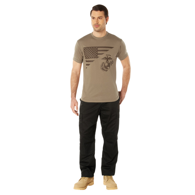Rothco USMC Eagle, Globe, & Anchor Moisture Wicking T-Shirt - AR 670-1 Coyote Brown AR 670-1 Coyote Brown Size L