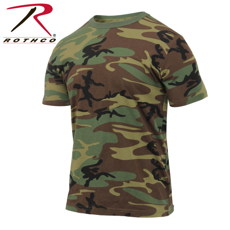Rothco Athletic Fit Camo T-Shirt Woodland Camo Size L