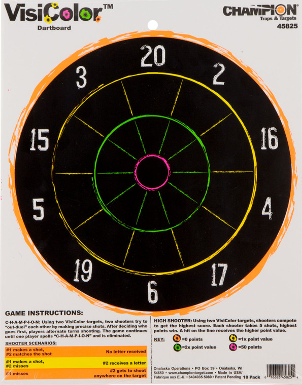 CHAMP 45825      VISICOLOR TGT DARTBOARD