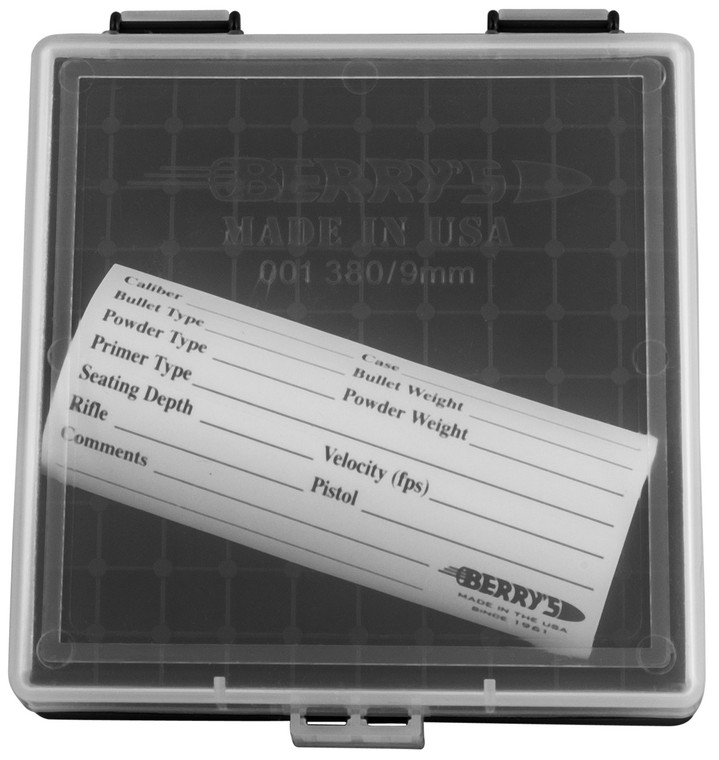 BERRYS 87412     001 AMMO BOX .380/9MM 100R CLR/BK
