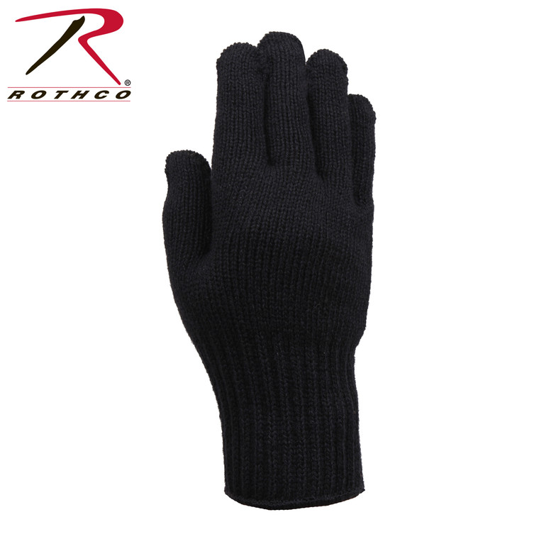 Rothco Wool Glove Liners - Unstamped Black Size S