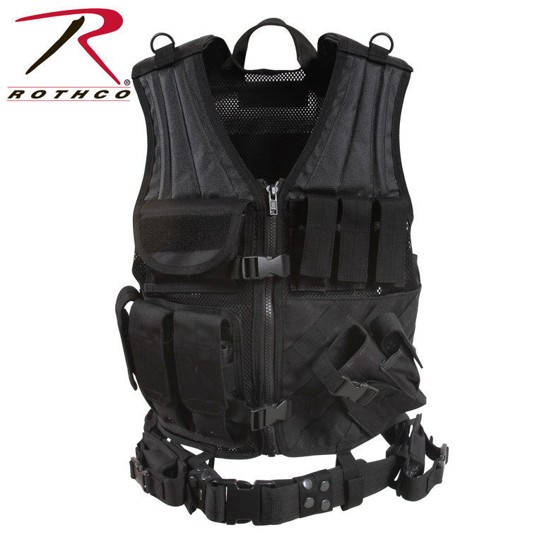Rothco Cross Draw MOLLE Tactical Vest Black Size Regular