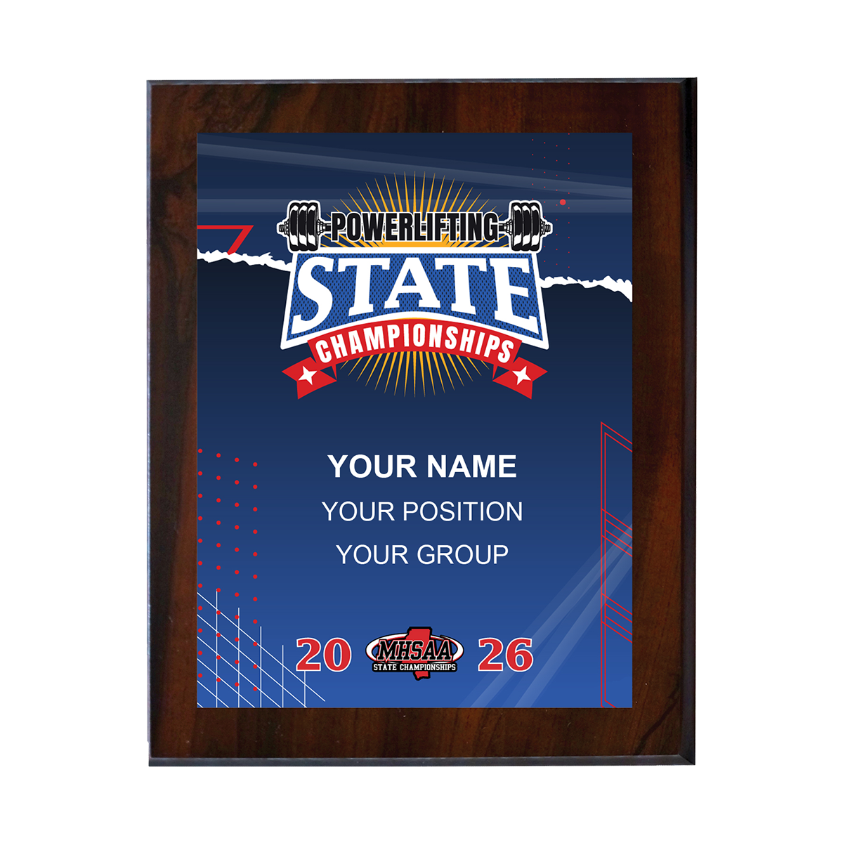 2026 MHSAA State Championships Powerlifting 8x10 Event Plaque