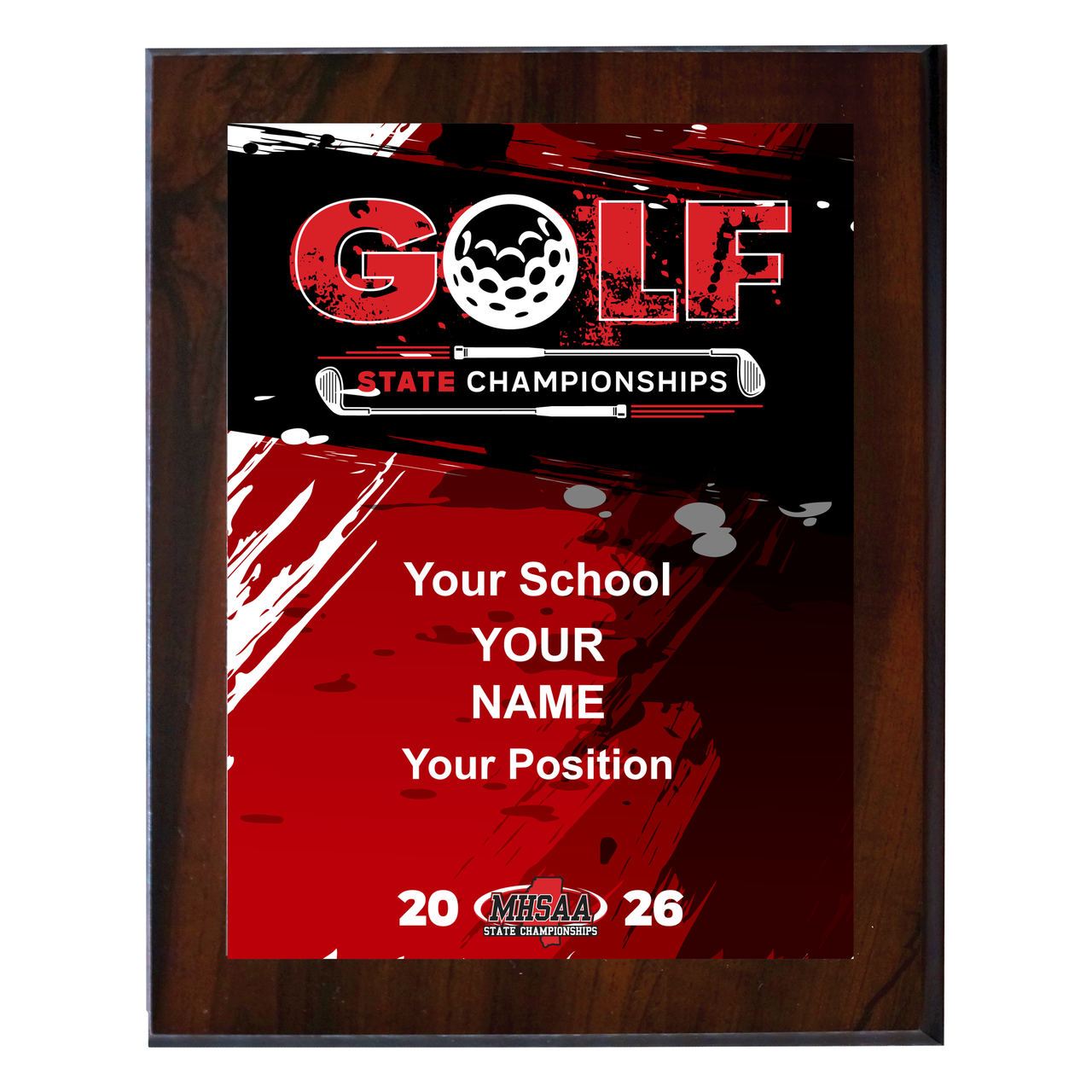 2026 MHSAA Boys Golf State Championships 8x10 Plaque