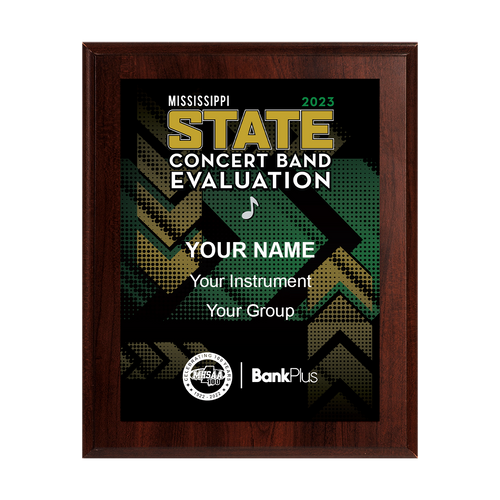 2023 MHSAA Concert Band Evals 6x8 Plaque