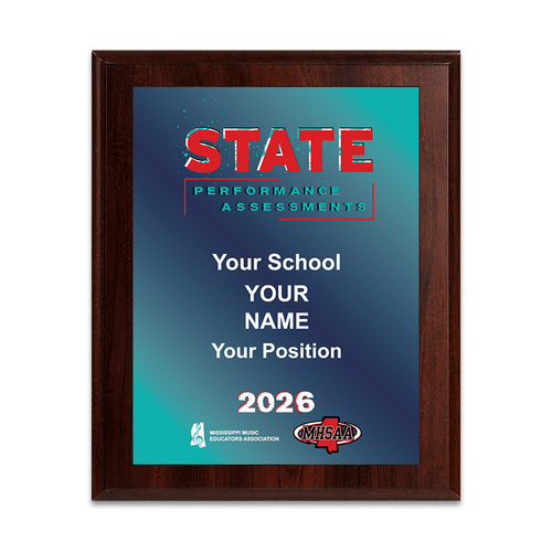 2026 MHSAA Choral Assessments 6x8 Plaque