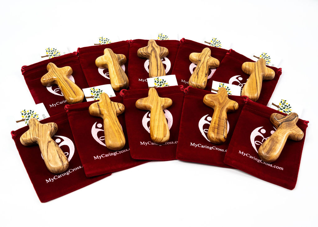 10 Olive Wood Comfort Cross | Comfort Crosses Bulk | Religious