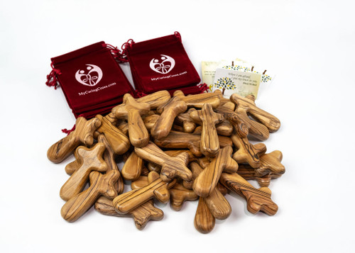 20 A+ Olive Wood Comfort / Holding Cross Gift Kit (Individually Packed) $4.99 each