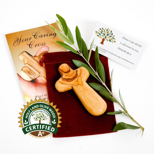 What makes My Caring Cross Olive Wood A+ Certified? 

A+ Olive Wood displays the grain on both sides of the product and there are no cracks or fillers. My Caring Cross inspects all products to meet these high standards. All our Olive Wood products are imported from the Holy Land and are made from the tree trimmings. No trees are cut down.
