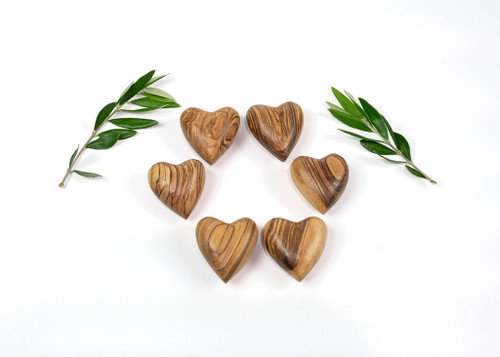 Six Certified Olive Wood Heart
