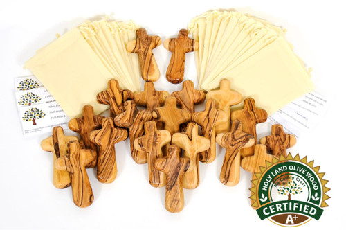 20 A+ Certified Olive Wood Comfort / Holding Cross Wedding Cross ($4.50 each)