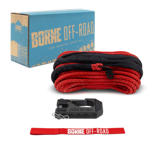 Borne Off-Road Winch Hook - 3/8in Rope - Hand Strap - Red - BORNEOFF-ROADBNWN-SR-38-85KRD