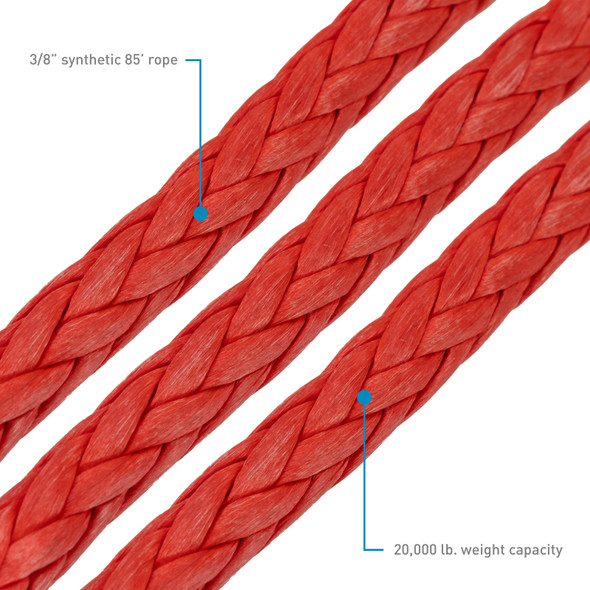 Borne Off-Road Synthetic Rope - 3/8in x 85ft - Red - BORNEOFF-ROADBNWN-SR-38-85RD