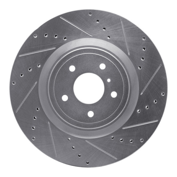 R1 09-20 Nissan 370Z Front Right Drilled & Slotted Silver Brake Rotor - R1CONCEPTS631-68012R