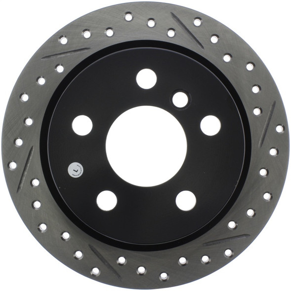 StopTech 14-15 Mini Cooper Base Slotted & Drilled Rear Left Rotor - STOPTECH127.34159L