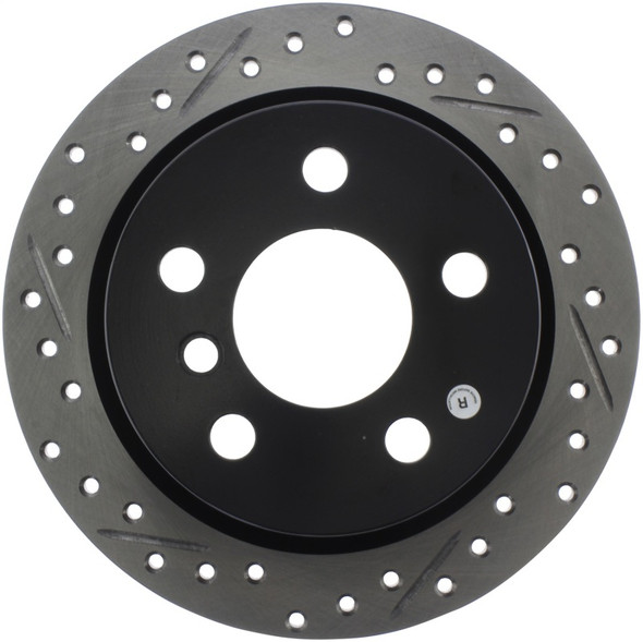StopTech 14-15 Mini Cooper Base Slotted & Drilled Rear Right Rotor - STOPTECH127.34159R