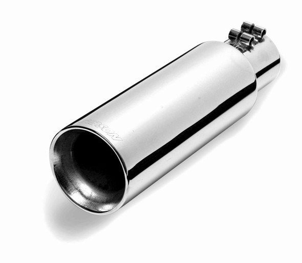 Gibson Round Dual Wall Angle-Cut Tip - 4in OD/3in Inlet/12in Length - Stainless - GIBSON500427