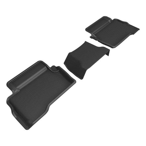 3D MAXpider 2024+ Toyota Tacoma Double Cab Kagu 2nd Row Floormats - Black - 3DMAXPIDERL1TY32221509