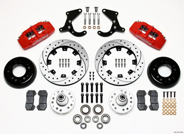 Wilwood Dynapro 6 Front Hub Kit 12.19in Drilled Red 55-57 Chevy - MSM-T-138191