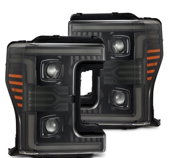 AlphaRex 17-19 Ford F-250/350/450/550 Super Duty LUXX-Series LED Proj Headlights Alpha-Blk SS/SBDRL - MSM-T-837071