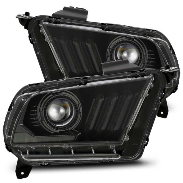 AlphaRex 10-12 Ford Mustang LUXX LED Proj Headlights Plank Style Alpha Blk w/Activ Light/Seq Signal - MSM-T-376070