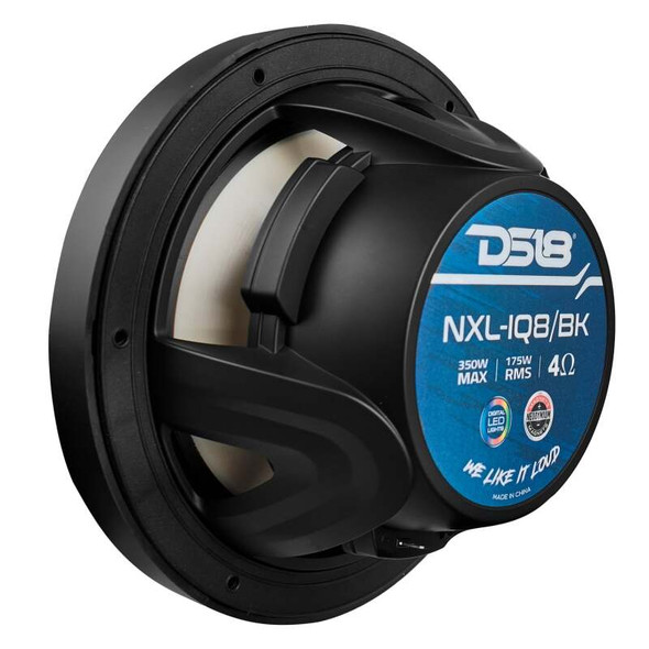 DS18 Marine 8in 2-Way 175 Watts RMS 4 ohm Digital LED Lights Bullet Tweeter Covers Included Black - MSM-T-933480