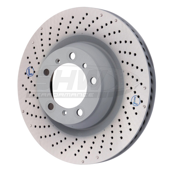 SHW 07-13 Porsche 911 Turbo 3.8L w/o Ceramics Left Rear Drilled-Dimpled MB Brake Rotor (99735240502) - MSM-T-507246