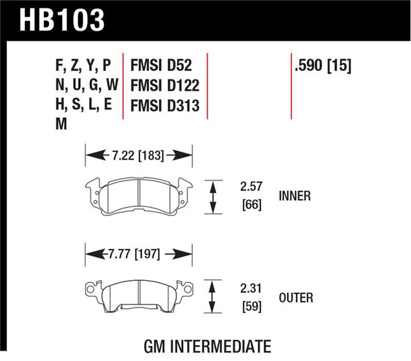 Hawk 96-81 Chevy Camaro DTC-60 Race Front Brake Pads - MSM-T-119670