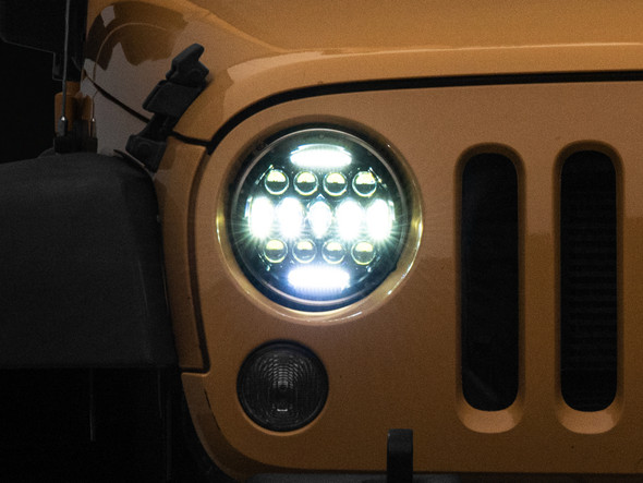 Raxiom 97-18 Jeep Wrangler TJ/JK Axial Series 13-LED Headlights- Black Housing (Clear Lens) - MSM-T-548040