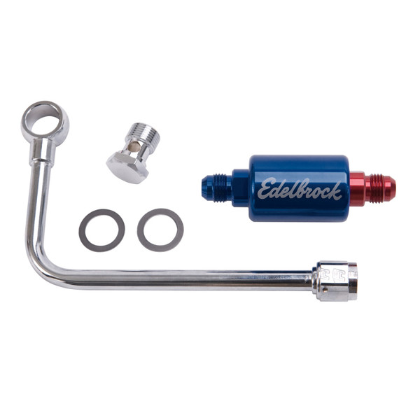 Edelbrock Chromed Steel Fuel Line and Filter Kit Fo Eps Carbs - MSM-T-126573