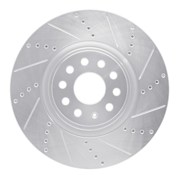 R1 2012-2025 Audi TTS Quattro Front Right Drilled & Slotted Silver Brake Rotor - R1CONCEPTS631-74034R
