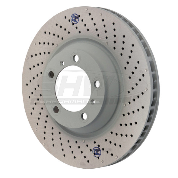 SHW 07-13 Porsche 911 Turbo w/o Ceramic Brakes Right Front Drill-Dimp MB Brake Rotor (99735140601) - SHWPERFORMANCEPFR31004