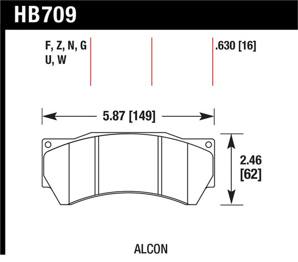 Hawk Performance Alcon Mono 6, Model 4497 DTC-70 Race Brake Pads - HAWKPERFORMANCEHB709U.630
