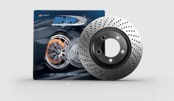 SHW 2021 Porsche Carrera 3.0L Left Front Cross-Drilled Monobloc Brake Rotor (992615301) - SHWPERFORMANCEPFL39983