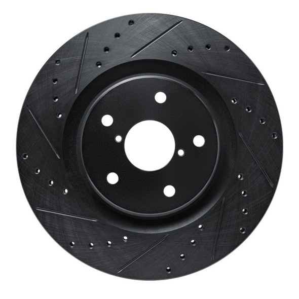 R1 20-25 Subaru WRX Front Left Drilled & Slotted Black Brake Rotor - R1CONCEPTS633-13049L