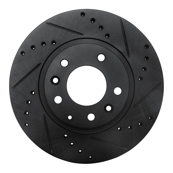 R1 06-15 Mazda MX-5 Miata Front Right Drilled & Slotted Black Brake Rotor - R1CONCEPTS633-80047R