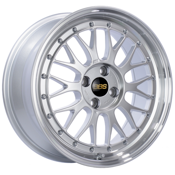 BBS LM 17x7.5 4x100 ET40 Diamond Silver Center Diamond Cut Lip Wheel -70mm PFS/Clip Required - BBSLM198DSPK