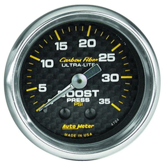 Autometer Carbon Fiber 52mm 35 PSI Mechanical Boost Gauge - AUTOMETER4704