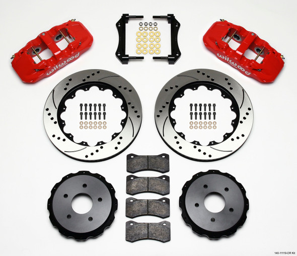Wilwood AERO4 Rear Kit 14.00in Drilled Red 97-04 Corvette C5/Z06 05-13 C6 - WILWOOD140-11119-DR