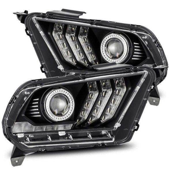 AlphaRex 10-12 Ford Mustang LUXX LED Proj Headlights Plank Style Black w/Activ Light/Seq Signal - ALPHAREX880115