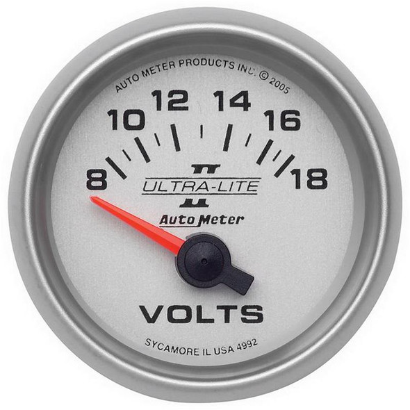 Autometer Ultra-Lite II 52mm 8-18 Volt Short Sweep Electronic Voltmeter - AUTOMETER4992