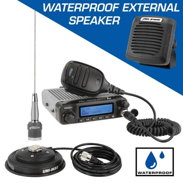 Rugged Radios Radio M1 RACE SERIES - Hi-Power Waterproof Bus Band Mobile Radio Kit w/ Ext Speaker - RUGGEDRADIOSRK-M1-V-SPK