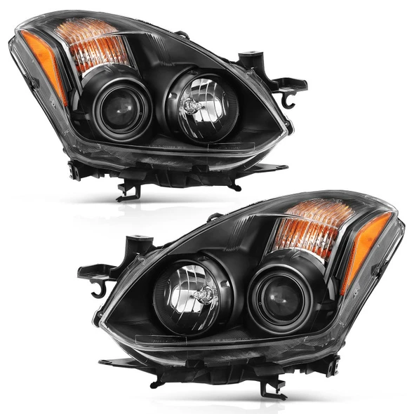 ANZO 2010-2013 Nissan Altima Projector Headlight Black (Halogen Type) - ANZO121548