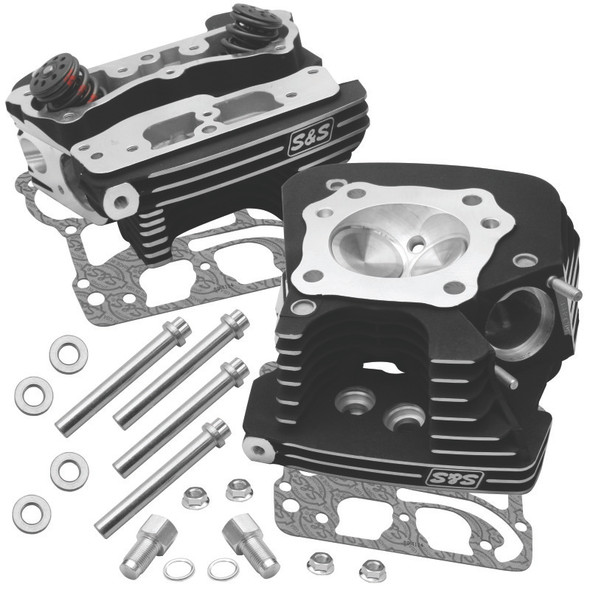 S&S Cycle 99-05 BT Super Stock 89cc Cylinder Head Kit - Black Wrinkle - S&SCYCLE90-1106