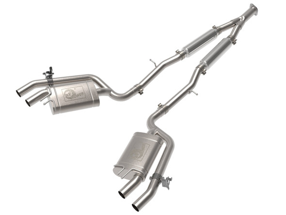 aFe Gemini XV 3in to Dual 2-1/2in 304 SS Cat-Back Exhaust w/ Cut-Out 18-21 Kia Stinger L4-2.0L (t) - AFE49-37034