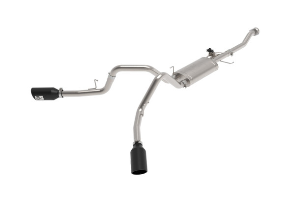 aFe Gemini XV 3in 304 SS Cat-Back Exhaust 2021 Ford F-150 V6 2.7L/3.5L (tt)/V8 5.0L w/ CO Black Tips - AFE49-33129-B