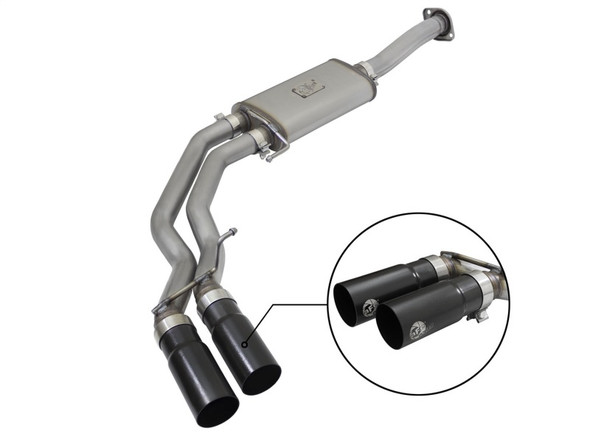 aFe Rebel Exhausts 3in SS Cat-Back 15-16 Ford F-150 EcoBoost V6 2.7/3.5L V8 5.0L w/ Black Tips - AFE49-43081-B