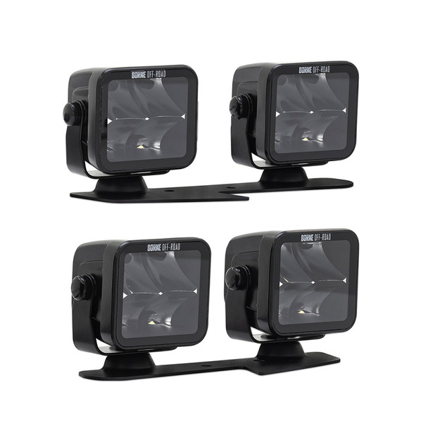 Borne Off-Road 21+ Bronco Light Pods 4pc Ditch 3x3 Spot - BORNEOFF-ROADBNLT-BR-21-DT4S