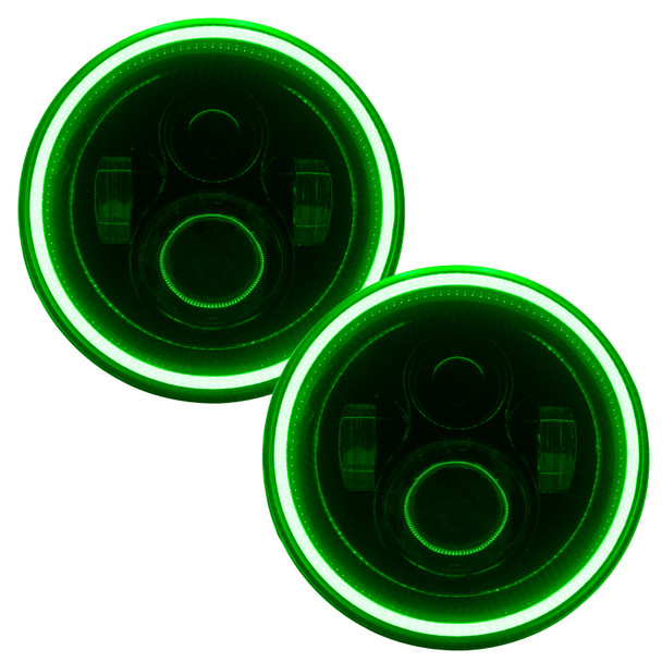 Oracle 7in High Powered LED Headlights - Black Bezel - Green - ORACLELIGHTING5769-004