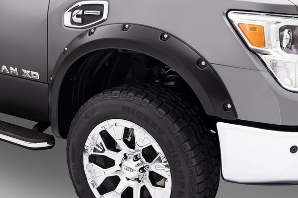 Bushwacker 16-18 Nissan Titan XD Pocket Style Flares 2pc 78.0in Bed - Black - BUSHWACKER70017-02